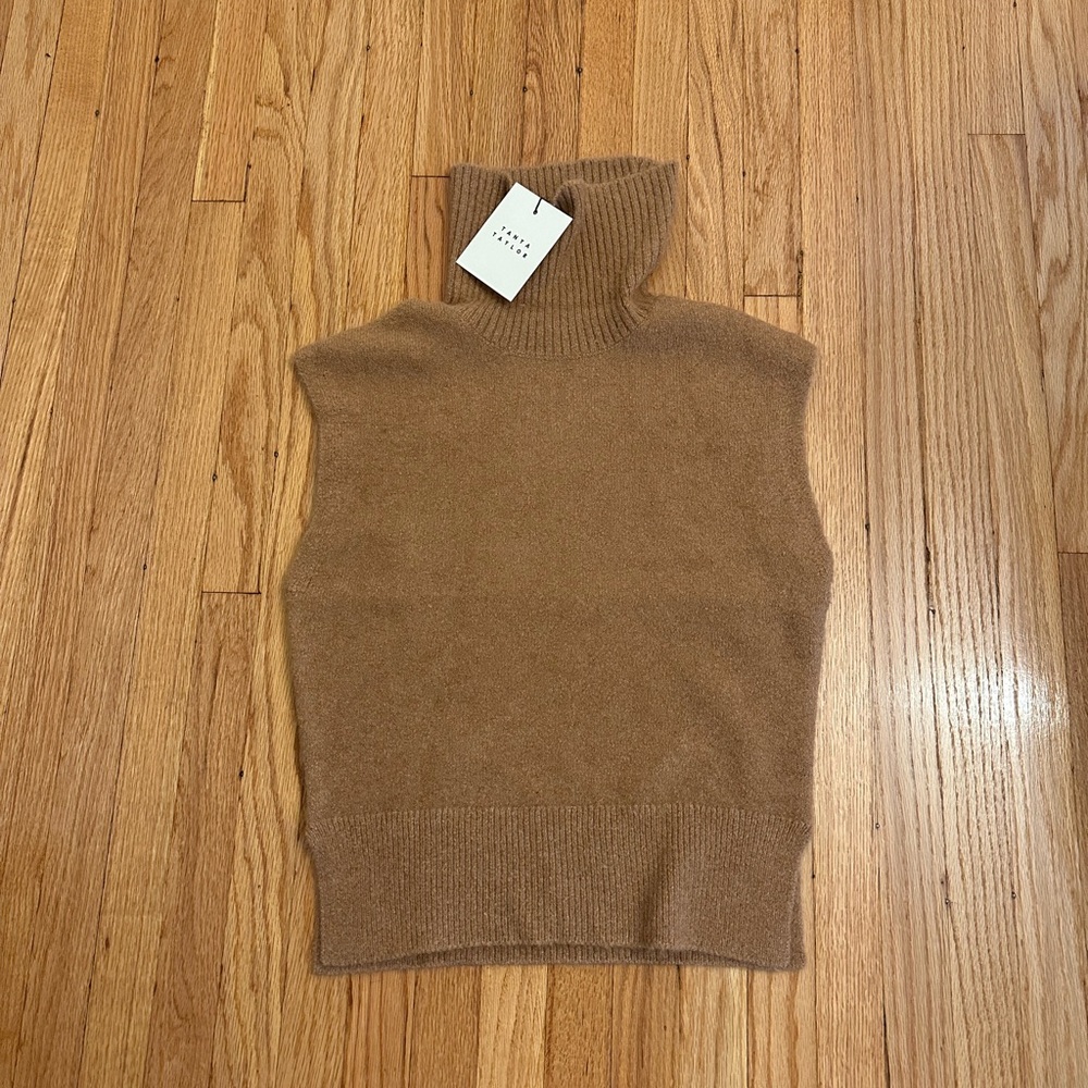 Tanya Taylor Tan Sleeveless Turtleneck Top